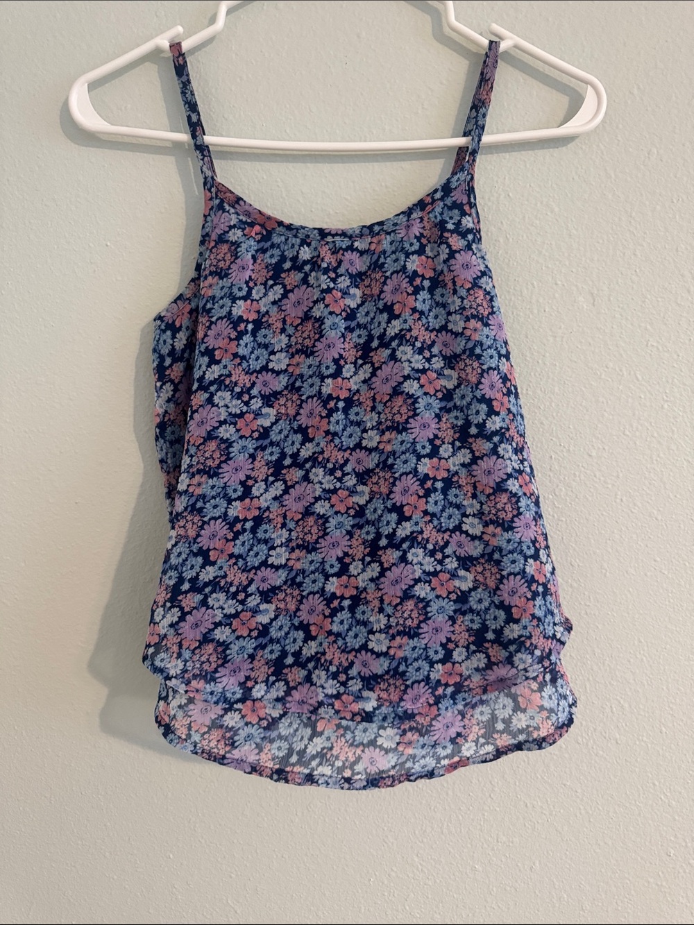 Abercrobie Kids Floral Spaghetti Strap Camisole - Navy with Pink & Blue Flowers
